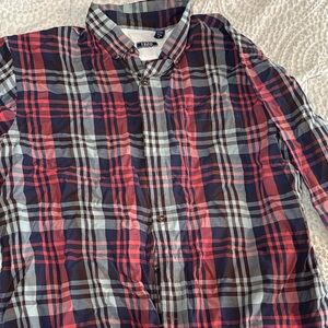 Men's Plaid Shirt - Red and Blue IZOD